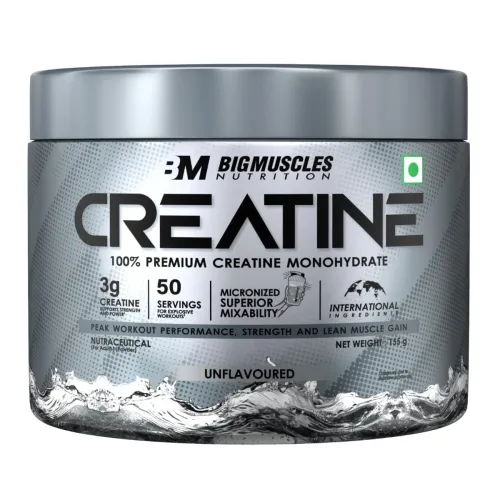 Image of Bigmuscles Nutrition Creatine [155 G,50 Servings]| Unflavoured|Micronized Creatine Monohydrate To Support Lean Muscle Re