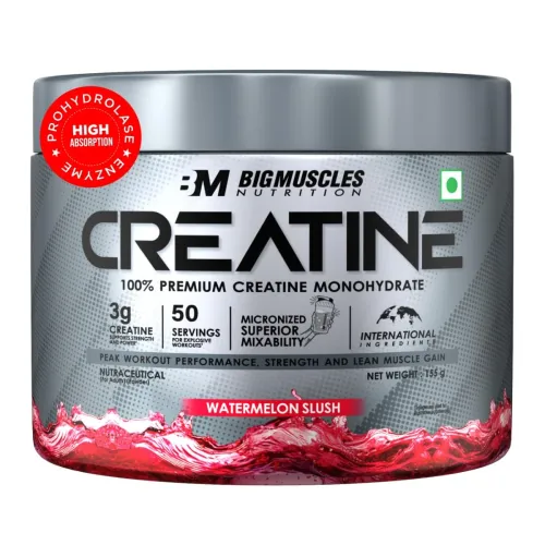 Image of Bigmuscles Nutrition Creatine [155g, 50 Servings]|Watermelon Slush | Micronized Creatine Monohydrate To Support Lean Mus