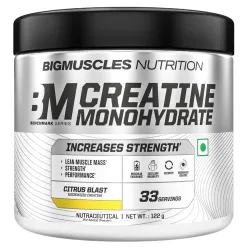 Bigmuscles Nutrition Creatine Monohydrate (33 Servings, Citrus Blast) | Micronised Creatine Powder For Enhanced Muscle Strength With Rapid Absorption | Powered By Stevia - No Artificial Swee...