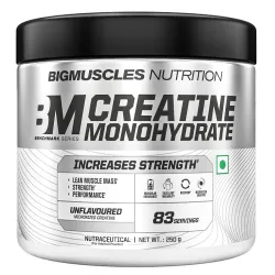 Bigmuscles Nutrition Creatine Monohydrate [83 Servings, Unflavoured] | Micronised Creatine Powder For Enhanced Muscle Strength With Rapid Absorption [250g]