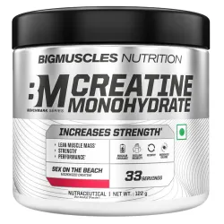 Bigmuscles Nutrition Creatine Monohydrate (33 Servings, Sex On The Beach) | Micronised Creatine Powder For Enhanced Muscle Strength With Rapid Absorption | Powered By Stevia - No Artificial....