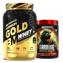 Bigmuscles Nutrition Karnage Pre-Workout (Sex On The Beach, 60 Servings) and Premium Gold Whey (1kg, Rich Chocolate) Combo