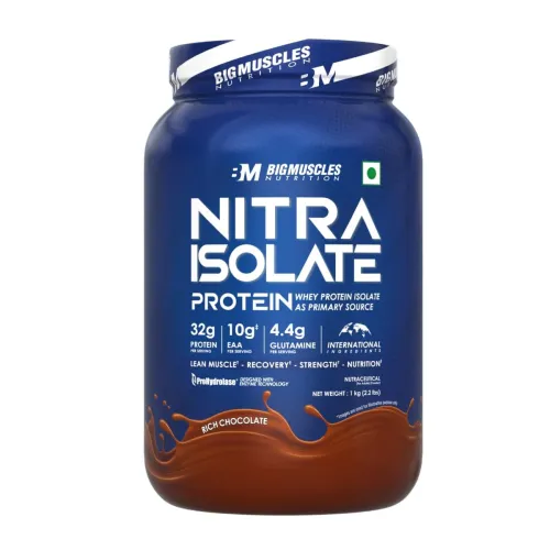 Image of Bigmuscles Nutrition Nitra Isolate [1kg, Rich Chocolate] | 32g Protein | 10g EAA |