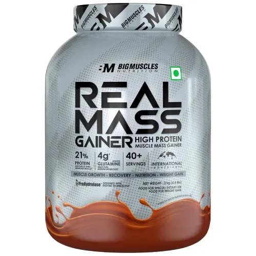 Image of Bigmuscles Nutrition Real Mass Gainer [ Rich Chocolate]|Lean Whey Protein Muscle