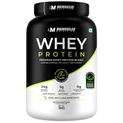 Bigmuscles Nutrition Whey Protein with Fibre [Rich Chocolate, 1kg]