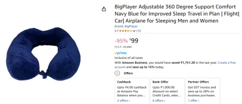 Image of BigPlayer 360° Adjustable Travel Pillow – Navy Blue