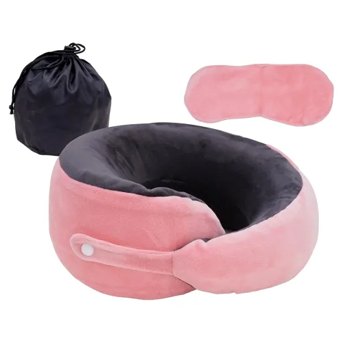 Image of BigPlayer Neck Pillow with Eye Mask and Carry Bag Neck Rest Air Pillow - Soft Lightweight, Travel Essential Car Pillow, 