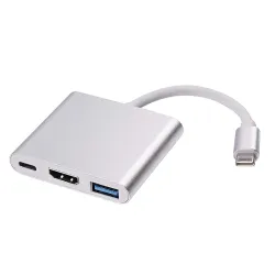BigPlayer Type C Multiport Hub with HDMI Display Interface USB 3.0 Port and Charging Connector for Laptop MacBook Notebo
