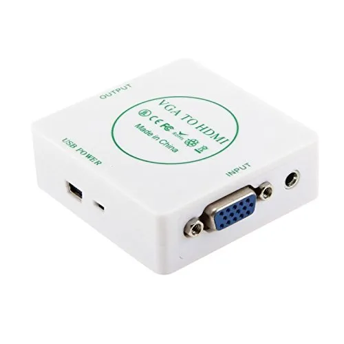 Image of BigPlayer VGA to HDMI Converter Adapter (White) | VGA to HDMI with Audio and USB Power | 1080P Full HD Video Converter f