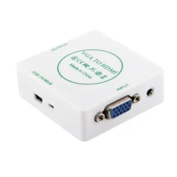 BigPlayer VGA to HDMI Converter Adapter (White) | VGA to HDMI with Audio and USB Power | 1080P Full HD Video Converter f