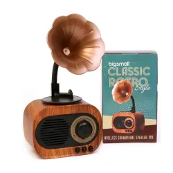 Bigsmall Vintage Retro Gramophone Bluetooth Speaker Premium Retro-Style Vintage Portable Decorative Speaker with Hands-Free Calling, Rich Sound Quality, 6-Hour Battery Life Includes 6-Month....