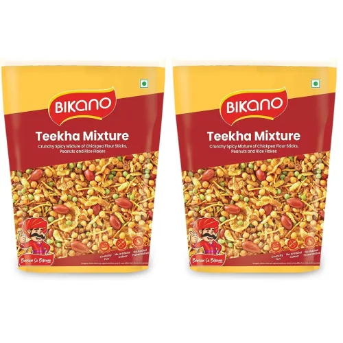 Image of Bikano Teekha Mixture | Spicy Indian Namkeen Snack | Crunchy Mix with Peanuts, Corn Flakes & Spices | Perfect Tea-Time S