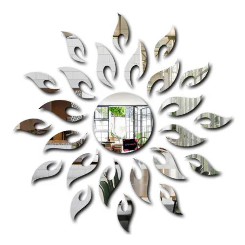Image of Bikri Kendra Sun Acrylic Decorative Wall Mirror Sticker