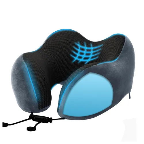 Image of Billebon Cool Gel Infused Memory Foam Travel Neck Pillow 