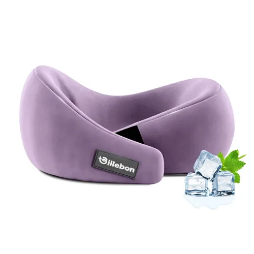 Image of Billebon Gel Infused Memory Foam Neck Pillow, Travel Pillow with Adjustable Velcro Straps, Neck Pillow for Travelling & 