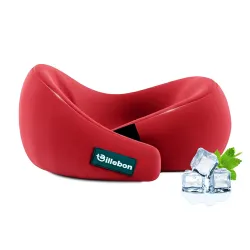 Billebon Gel Infused Memory Foam Neck Pillow, Travel Pillow with Adjustable Velcro Straps, Neck Pillow for Travelling & 