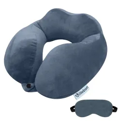 Billebon Premium Fiber Filled Neck Pillow, Aeroplane Travel Pillow Neck Adjustable 360 Degree Support Headrest Neck Support Comfortable Pillow with Eye Mask