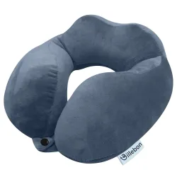 Billebon Premium Travel Neck Pillow, 360° Adjustable Support Headrest (Grey)