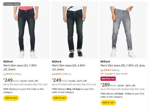 Image of Billford Men's Jeans From ₹249