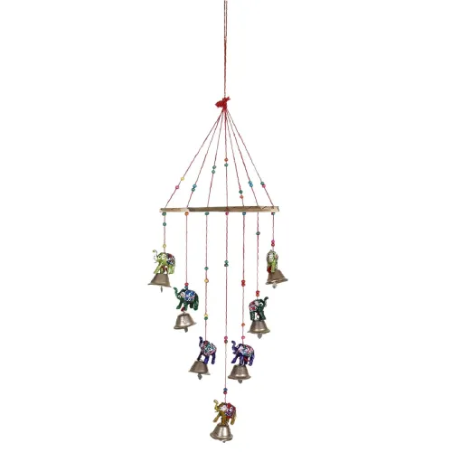 Image of Bindian Handcrafted Rajasthani Wind Chime with Bells, Multicolour, 72x23 cm
