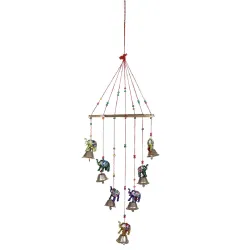 Bindian Handcrafted Rajasthani Wind Chime with Bells, Multicolour, 72x23 cm