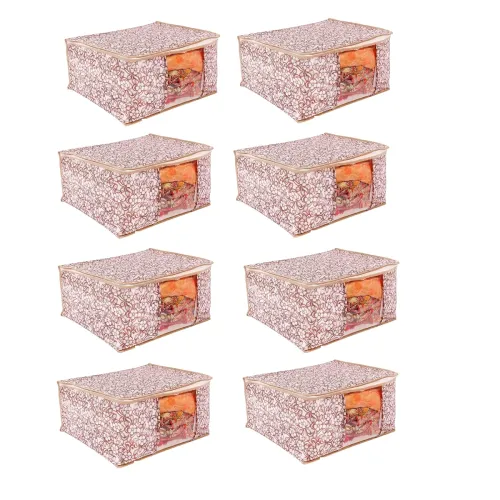 Image of Bindian Multipurpose Saree Cover for Wardrobe Storage | Premium Non-Woven Fabric Cloth Organizer Box with Transparent Wi