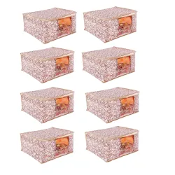 Bindian Multipurpose Saree Cover for Wardrobe Storage | Premium Non-Woven Fabric Cloth Organizer Box with Transparent Wi