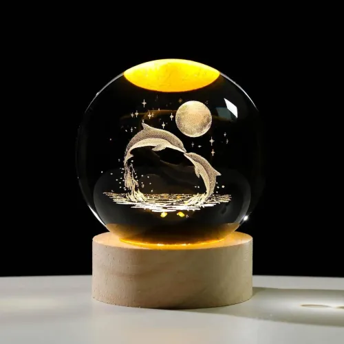 Image of BINZOWORLD 3D Galaxy Crystal Ball Dolphin 