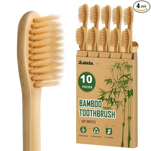 Image of Biodegradable Reusable Bamboo Toothbrushes, 10 Pack