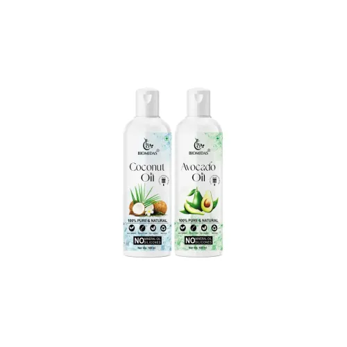 Image of Biomidas 100% Pure Coconut 100ML & Avocado 100ML Combo For Rapid Hair Growth, Anti Hair Fall, Split Ends & Promotes Soft