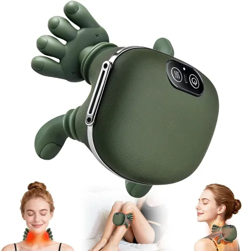 Image of Bionic Heated Massager,Wireless Portable Shiatsu Neck and Back Massager,Electric Deep Tissue 4D Kneading Massage With 3 