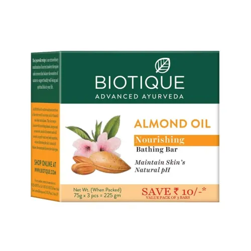 Image of Biotique Almond Oil Nourishing Bathing Bar, 3×75 g
