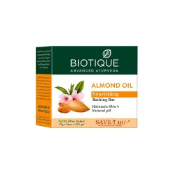 Biotique Almond Oil Nourishing Bathing Bar Pack of 3, 225 g (3 x 75 g)