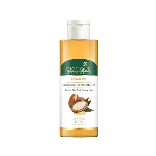 Image of Biotique Argan Hair Oil from Morocco | Enriched with Pure Moroccan Argan Oil | Helps Control Frizz, Strengthen Hair & Re