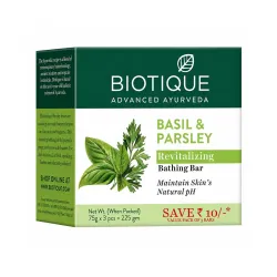 Biotique Basil & Parsley Revitalizing Bathing Bar, 225g (Pack of 3)