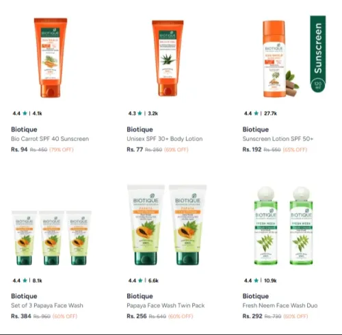 Image of Biotique beauty products up to 79% Discount