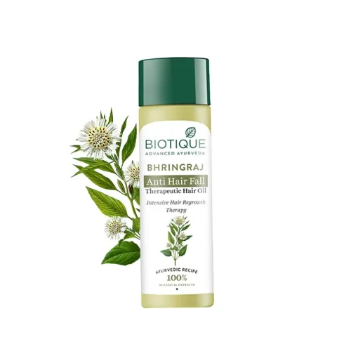 Image of Biotique Bio Bhringraj Therapeutic Hair Oil for Falling Hair | Intensive Hair Regrowth Treatment | Nourishing Hair Folli