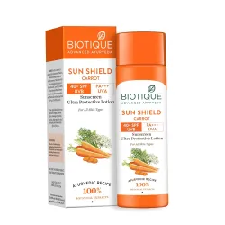 Biotique Bio Carrot Face And Body Sun Lotion All Skin Type SPF 40 Uva/Uvb, 120Ml, 1 Count