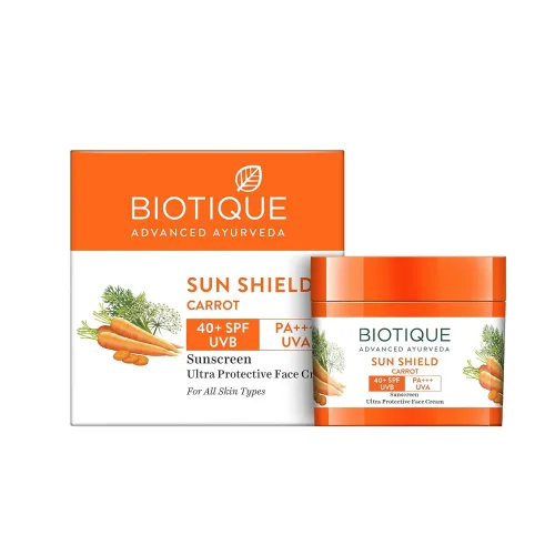 Image of Biotique Bio Carrot Face Cream | SPF 40 UVA/UVB Sunscreen