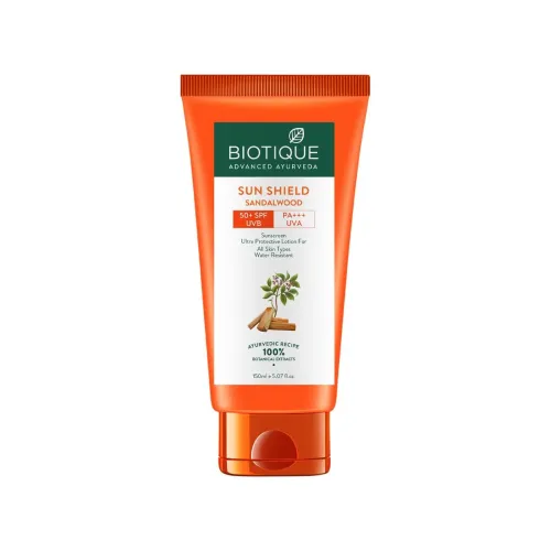 Image of Biotique Bio Sandalwood Sunscreen Ultra Soothing Face Lotion, SPF 50+ |Ultra Protective Lotion| Keeps Skin Soft, Fair an