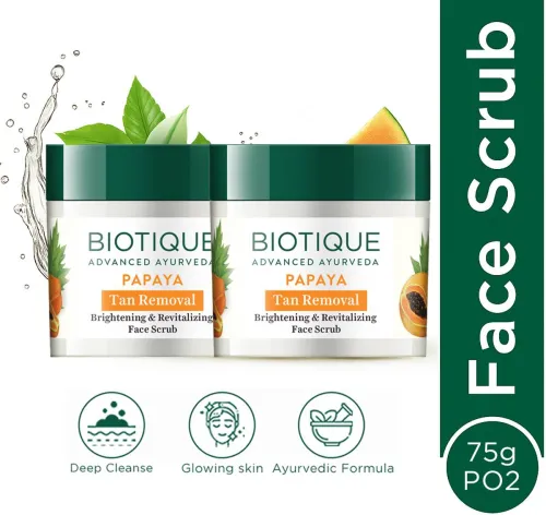 Image of BIOTIQUE Bio Papaya Tan Removal Scrub – Pack of 2 (150g)