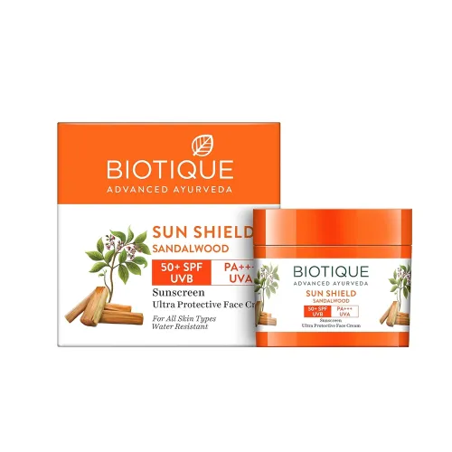 Image of Biotique Bio Sandalwood Sunscreen Ultra Soothing Face Lotion, SPF 50+ | Ultra Protective Lotion | Keeps Skin Soft, Fair 