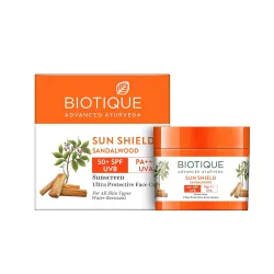 Biotique Bio Sandalwood Sunscreen Ultra Soothing Face Lotion, SPF 50+ | Ultra Protective Lotion | Keeps Skin Soft, Fair 