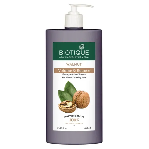 Image of Biotique Bio Walnut Volume and Bounce Shampoo and Conditioner | For Fine and Thinning Hair| Volumizing Shampoo for Thin 