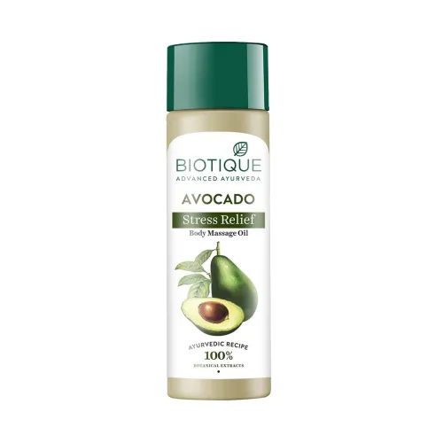Image of Biotique Cado Stress Relief Avocado Stress Relief Body Massage Oil 200ml