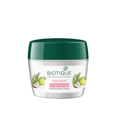 Biotique Coconut Brightening Instant Glow Cream | Lightweight and Non-Greasy | Reduces Dark Spots and Protects Ageing | 