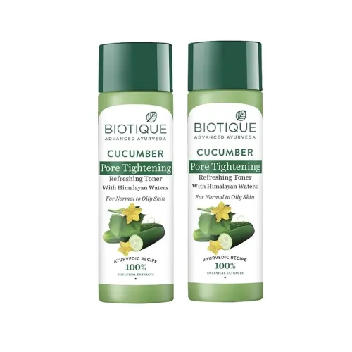 Image of Biotique Cucumber Pore Tightening Toner 120mL (Pack of 2) for Normal & Oily Skin Types