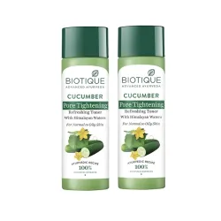 Biotique Cucumber Pore Tightening Toner 120mL (Pack of 2) for Normal & Oily Skin Types