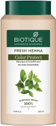 BIOTIQUE Fresh Henna Color Protect Shampoo and Conditioner for Color Treated Hair, 340ml (340 ml)