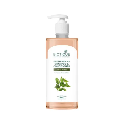 Image of Biotique Fresh Henna Color Protect Shampoo & Conditioner For Color Treated Hair, 500 ml